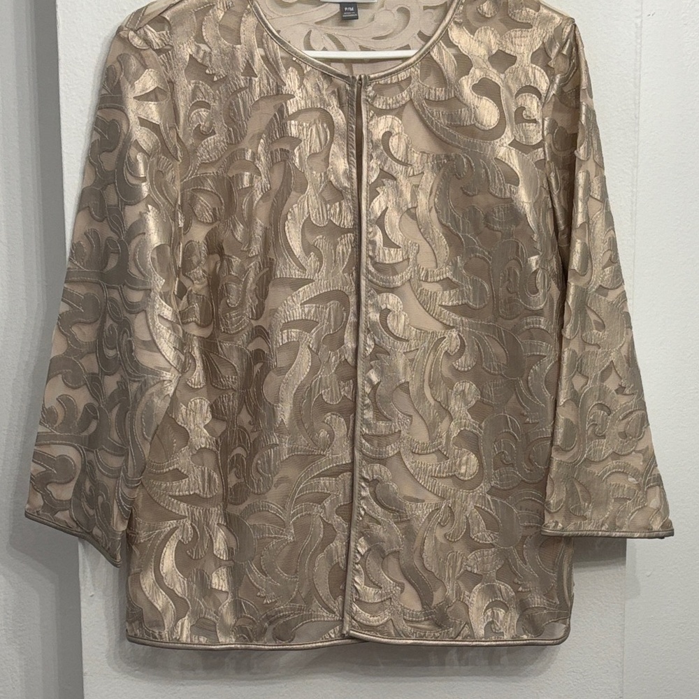 JM Collection Golden/Cream Sheer Lightweight Jacket Size PM
